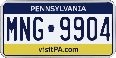 PA license plate MNG9904
