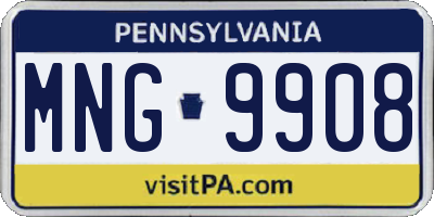 PA license plate MNG9908