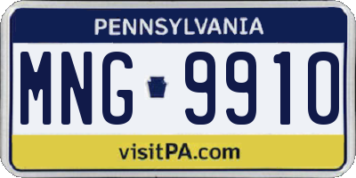 PA license plate MNG9910