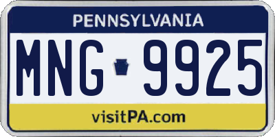 PA license plate MNG9925