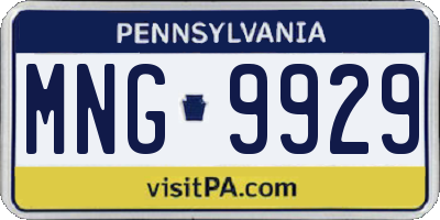 PA license plate MNG9929