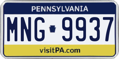 PA license plate MNG9937