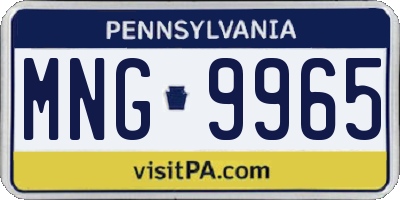 PA license plate MNG9965