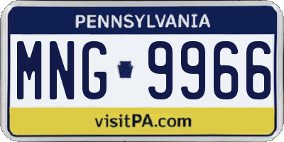 PA license plate MNG9966