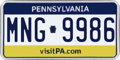 PA license plate MNG9986