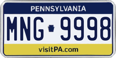 PA license plate MNG9998