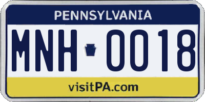PA license plate MNH0018