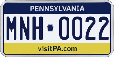 PA license plate MNH0022