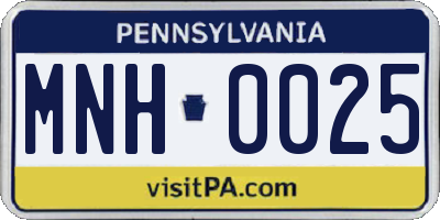 PA license plate MNH0025