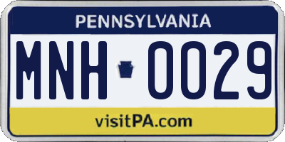 PA license plate MNH0029