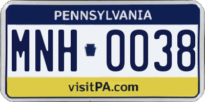 PA license plate MNH0038