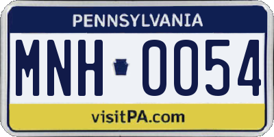 PA license plate MNH0054