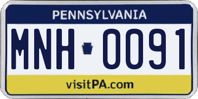 PA license plate MNH0091