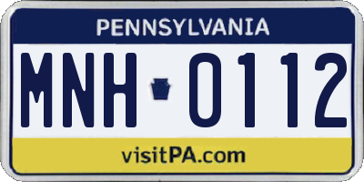 PA license plate MNH0112