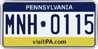 PA license plate MNH0115