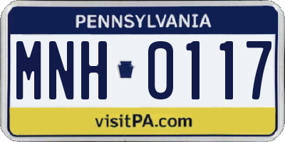 PA license plate MNH0117