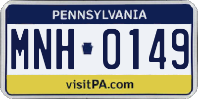PA license plate MNH0149