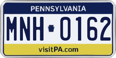 PA license plate MNH0162