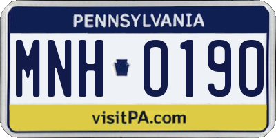 PA license plate MNH0190