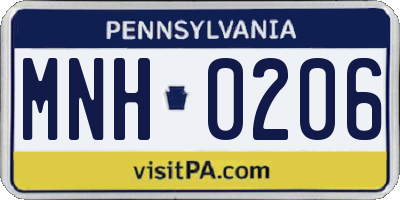 PA license plate MNH0206