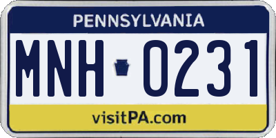 PA license plate MNH0231