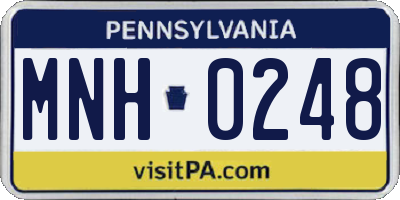 PA license plate MNH0248
