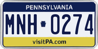 PA license plate MNH0274