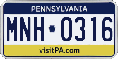 PA license plate MNH0316
