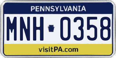 PA license plate MNH0358