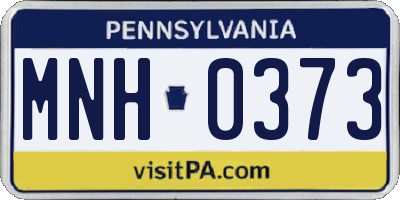 PA license plate MNH0373