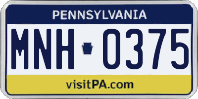 PA license plate MNH0375