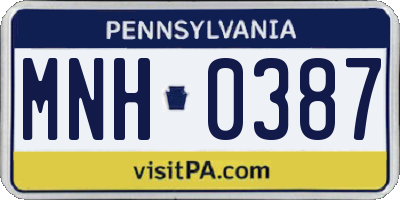 PA license plate MNH0387