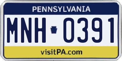 PA license plate MNH0391