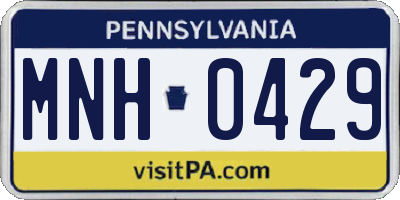 PA license plate MNH0429