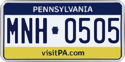 PA license plate MNH0505