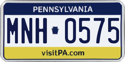 PA license plate MNH0575