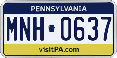 PA license plate MNH0637