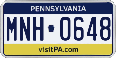 PA license plate MNH0648