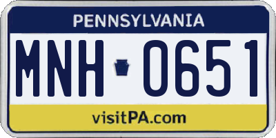 PA license plate MNH0651