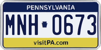 PA license plate MNH0673