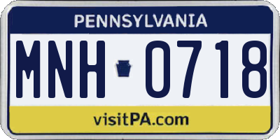 PA license plate MNH0718