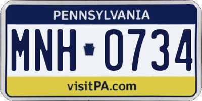 PA license plate MNH0734