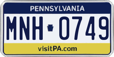PA license plate MNH0749