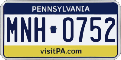 PA license plate MNH0752