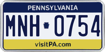 PA license plate MNH0754