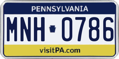 PA license plate MNH0786