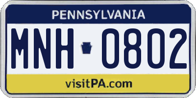 PA license plate MNH0802