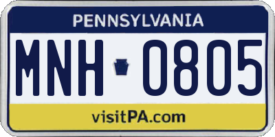 PA license plate MNH0805