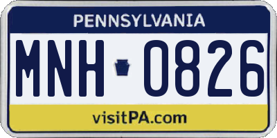 PA license plate MNH0826