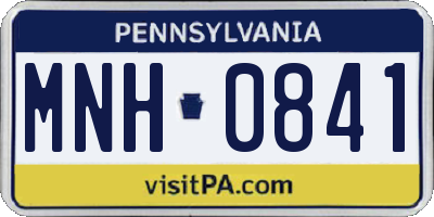 PA license plate MNH0841